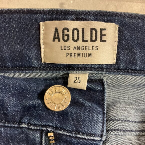 AGOLDE Women's Skinny Denim Jeans - Dark Blue Wash with some stretch, SZ 25 - Picture 2 of 6